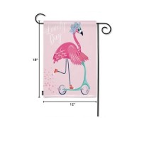 Moslion Flamingo Garden Flag Cute Bird With Sunglasses Flower Wreath Stars Bike On Lovely Day Flags Double-Sided Banner Welcome Yard Flag Outdoor Home Decor. Lawn Villa 12X18 Inch Pink