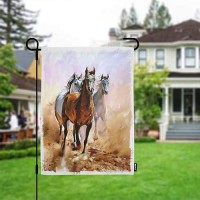 Moslion Horse Garden Flag Sketch Of Wild Animal Brown White Horses Running In The Wind Sand Flags Double-Sided Banner Welcome Yard Flag Outdoor Home Decor. Lawn Villa 12X18 Inch