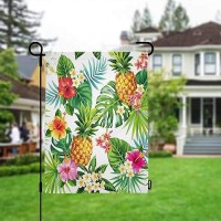 Moslion Leaf Garden Flag Hawaiian Pineapples Tropical Palm Leaves Flowers In Jungle Flags Double-Sided Banner Welcome Yard Flag Outdoor Home Decor. Lawn Villa 12X18 Inch Green Yellow Pink