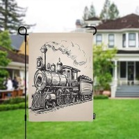 Moslion Train Garden Flag Vintage Train In Country Locomotive Wooden Wagons Rail Road With Smoke Flags Double-Sided Banner Welcome Yard Flag Outdoor Home Decor. Lawn Villa 12X18 Inch Beige