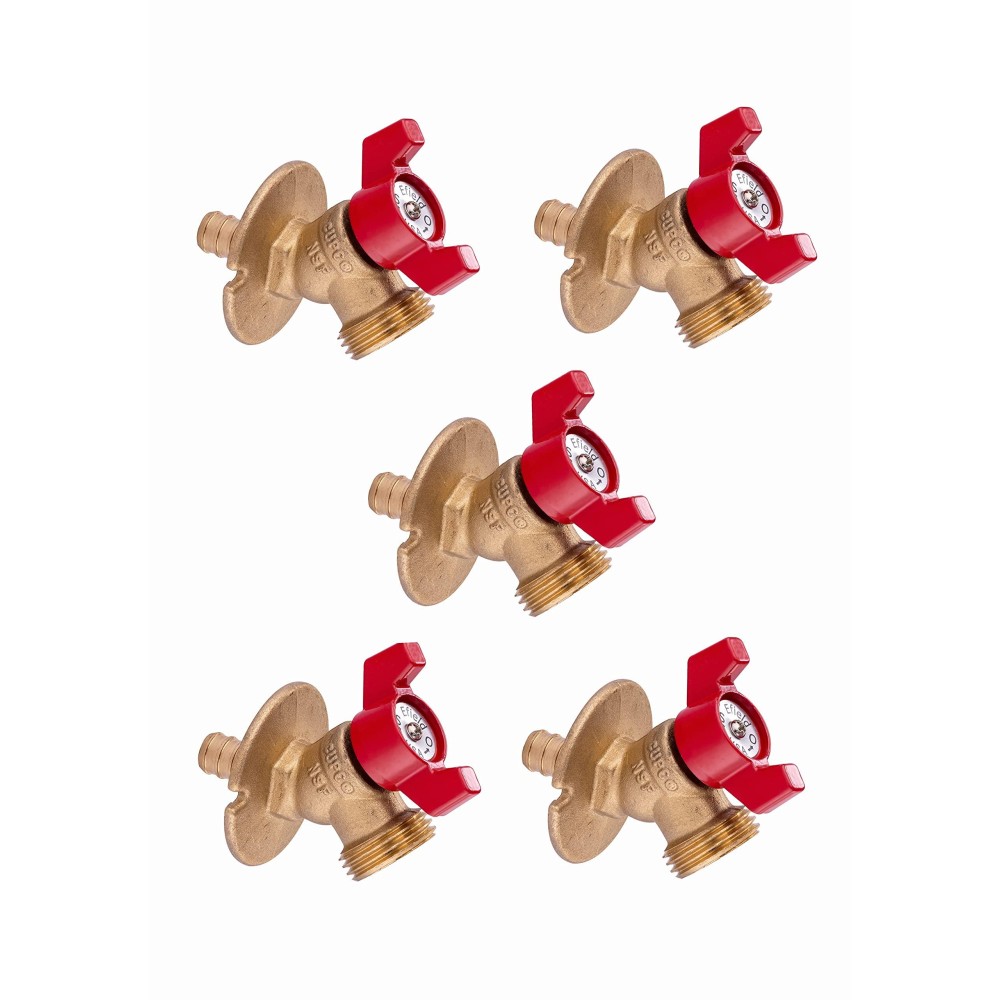 Pack Of 5 Efield Valve 14Turn Sillcock Hose Bibb With Flange 12 In Pex Crimp Inlet X 34 In Mht Outlet