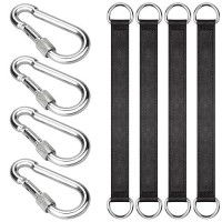 Isusser 4 Pcs Black Tree Swing Straps Hanging Kit With 4 Carabiners 24Cm 94Inches Length Tree Swing Hanging Kit Holds 220 Lb