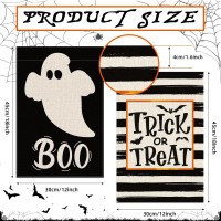 2 Pack Ghost Spooky Halloween Boo Garden Flag 12 X 18 Inch Double Sided Vertical Burlap Trick Or Treat Garden Flag For Seasonal