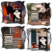 2 Pack Ghost Spooky Halloween Boo Garden Flag 12 X 18 Inch Double Sided Vertical Burlap Trick Or Treat Garden Flag For Seasonal