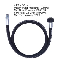 Tool Daily Pressure Washer Whip Hose With Swivel Hose Reel Connector Hose For Pressure Washing 4 Ft 38 Npt Solid M22 Femal