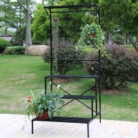 Zhongma 3 Tier Large Heavy Duty Plant Stand With Hanging Plant Pot Shelf  35.43 X 33.27 X 78.74  Tall Multi Layer Plant Holder For Home  Garden  Each Tier: 35.43 L X 10.5W  Easy To Hold Large Plant