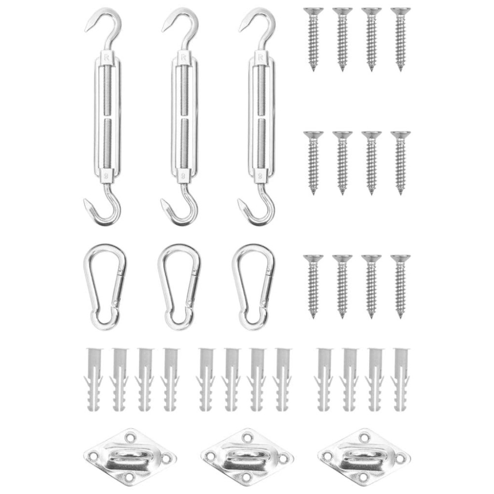 vidaXL 9 Piece Sunshade Sail Accessory Set Stainless Steel Fittings with Adjustable Turnbuckle Easy to Install Perfect for