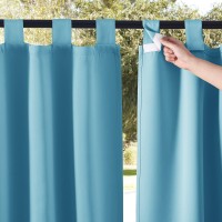 Nicetown 2 Pieces Exterior Lanai Outdoor Curtainss For Patio Waterproof Teal Insulated Room Darkening Detachable Sticky Tab Top