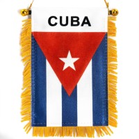 Anley 4 X 6 Inch Cuba Fringy Window Hanging Flag Mini Flag Banner Car Rearview Mirror D Cor Fringed Double Sided Cuba