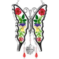 Kybosam Butterfly Suncatcher Happy Mothers Day Gifts For Mom Stained Glass Hangings For Windows Sun Catchers Ornament With Pre