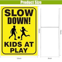 4 Pieces Slow Down Kids At Play Sign With Metal Stake 12 X 16 Inch Kids At Play Safety Signs Double Sided Child Safety Caution