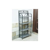 Valencia Resin Wicker Steel 4tier 24inch Wide Plant Shelf Grey