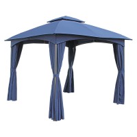 ST Kitts 10Foot Steel Dometop Gazebo with Curtains Navy