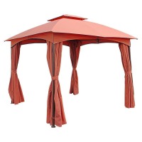 ST Kitts 10Foot Steel Dometop Gazebo with Curtains Terra Cotta