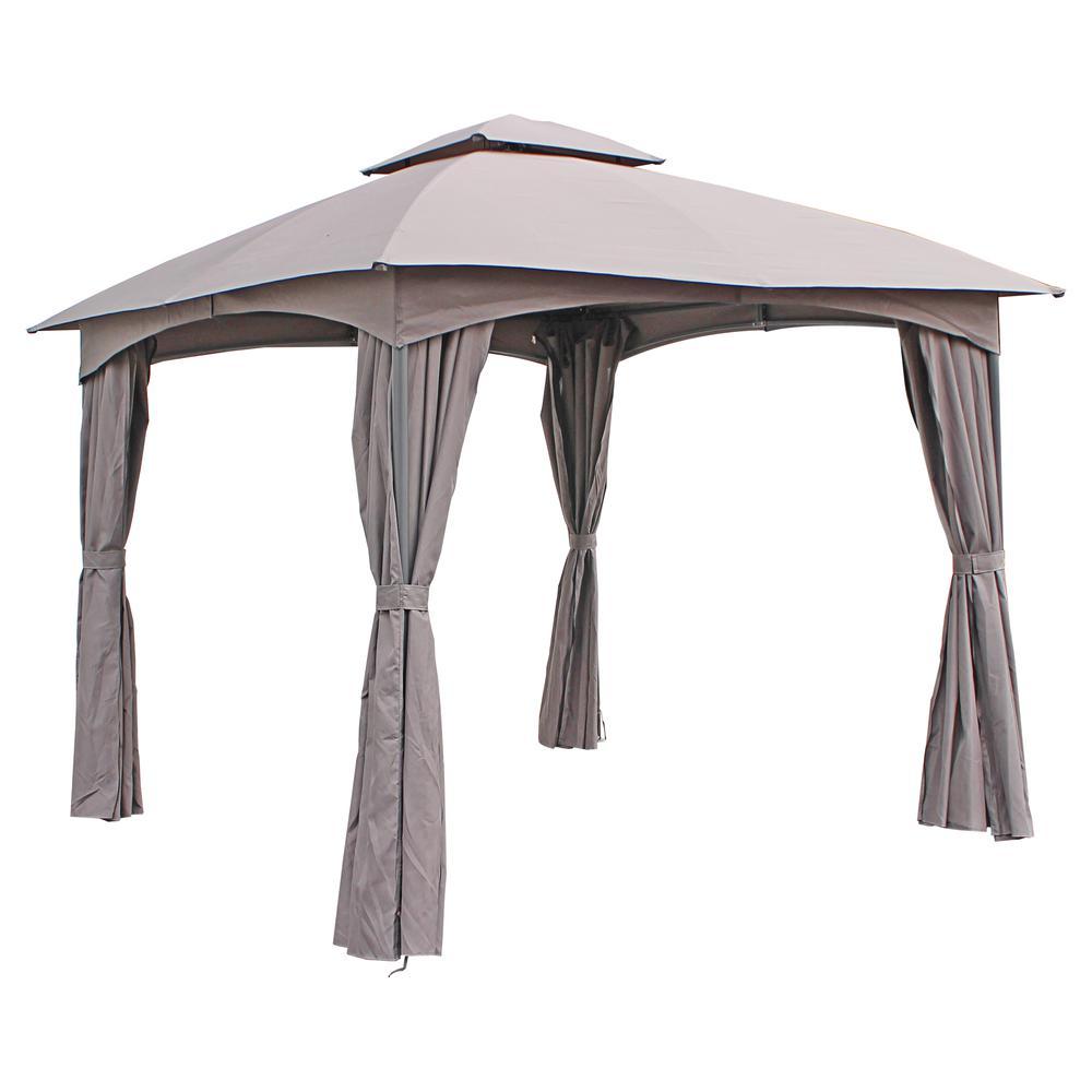 ST Kitts 10Foot Steel Dometop Gazebo with Curtains Grey