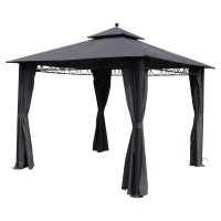 St Kitts 10foot Aluminum Polyester Doublevented and Drapes Square Gazebo Grey