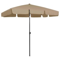 vidaXL Taupe Outdoor Beach Umbrella with UV Protection AntiFade Polyester Sturdy Rib Support Tilt Function Ventilated Top