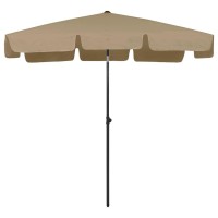 vidaXL Taupe Outdoor Beach Umbrella with UV Protection AntiFade Polyester Sturdy Rib Support Tilt Function Ventilated Top