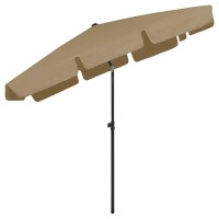 vidaXL Taupe Outdoor Beach Umbrella with UV Protection AntiFade Polyester Sturdy Rib Support Tilt Function Ventilated Top