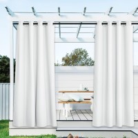 Nicetown 2 Panels Winter White Outdoor Patio Curtains Waterproof Rustproof Stainless Steel Grommet Indoor Outdoor Porch Curtain