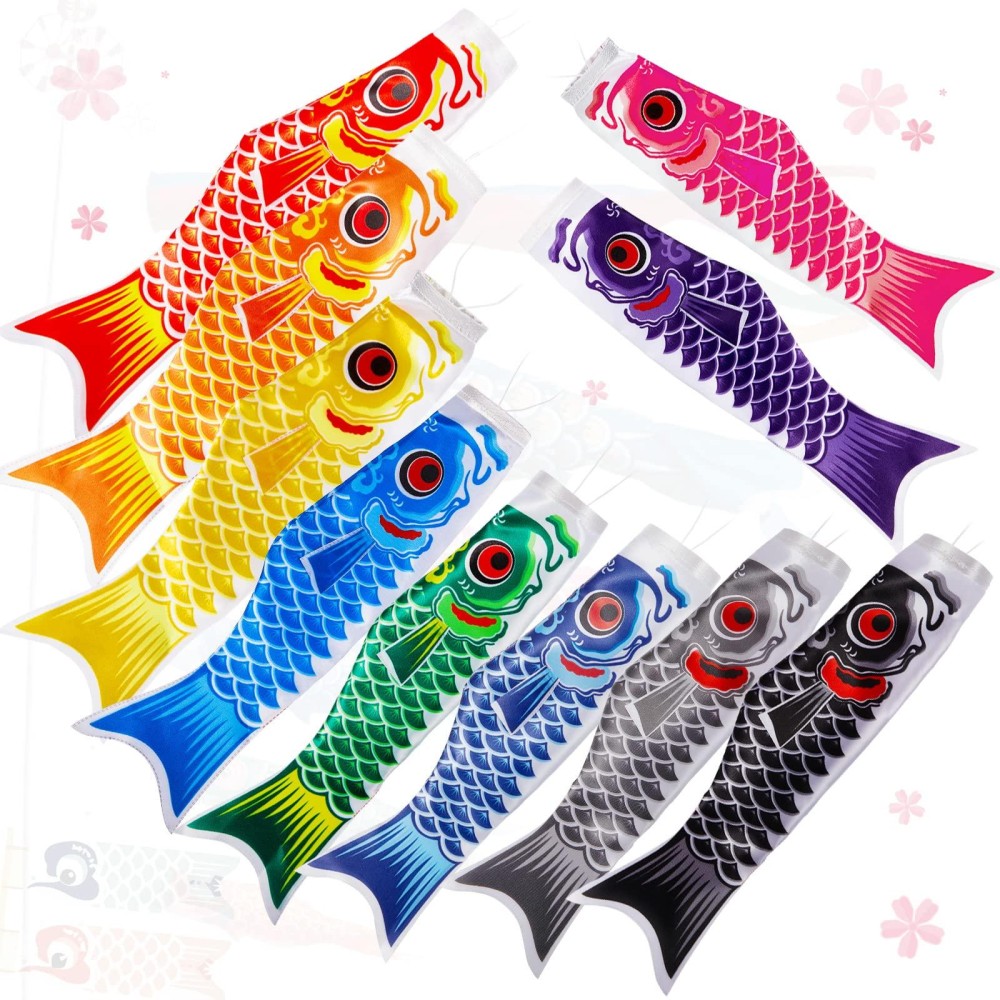 Boao 10 Pieces Japanese Carp Windsock Fish Flag Kite 157 Inch Japanese Hanging Windsocks For Garden Backyard Home Outdoor Sushi