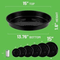 Mudeela 6 Pack Of 15 Inch Plant Saucer Durable Plastic Plant Trays For Indoors Black Plastic Flower Plant Pot Saucer Made Of