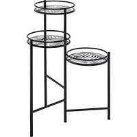 ACME Namid Metal Plant Stand with 3 Open Compartments in Black