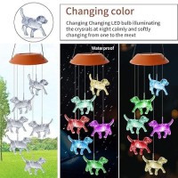 Hisolar Dog Wind Chimes Solar Powered Wind Chime Outdoor Dog Remembrance Gifts Color Changing Solar Mobile Hanging Solar Wind Ch