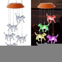 Hisolar Dog Wind Chimes Solar Powered Wind Chime Outdoor Dog Remembrance Gifts Color Changing Solar Mobile Hanging Solar Wind Ch