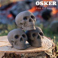 Osker Mini 3 Count Ceramic Fireproof Fire Pit Skull Log For Bonfire Campfire Fireplace Firepit Halloween Decor For Ga