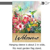 Hummingbird Garden Flag Spring Hibiscus Flower Summer Garden Flags 12X18 Double Sided Welcome Flag Home Outdoor Patio Yard Lawn