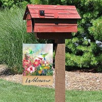 Hummingbird Garden Flag Spring Hibiscus Flower Summer Garden Flags 12X18 Double Sided Welcome Flag Home Outdoor Patio Yard Lawn