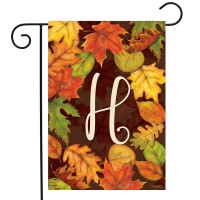 Fall Leaves Monogram Letter H Garden Flag Autumn 18 X 125 Briarwood Lane