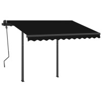 vidaXL Manual Retractable Awning with Posts 9.8'x8.2' Anthracite