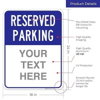 Sigo Signs  Reserved Parking Blue Custom Sign  18X24 Inches  Rust Free .063 Aluminum  Fade Resistant  Made In Usa