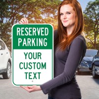 Sigo Signs - Reserved Parking Green Custom Sign  12X18 Inches  Rust Free .063 Aluminum  Fade Resistant  Made In Usa