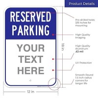 Sigo Signs Reserved Parking Blue Custom Sign  12X18 Inches  Rust Free .063 Aluminum  Fade Resistant  Made In Usa