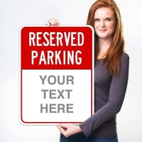 Sigo Signs - Reserved Parking Red Custom Sign  18X24 Inches  Rust Free .063 Aluminum  Fade Resistant  Made In Usa