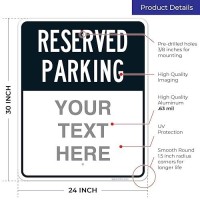 Sigo Signs - Reserved Parking Black Custom Sign  24X30 Inches  Rust Free .063 Aluminum  Fade Resistant  Made In Usa