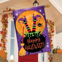 Briarwood Lane Witch Feet Halloween House Flag Cauldron Full Moon 28 X 40