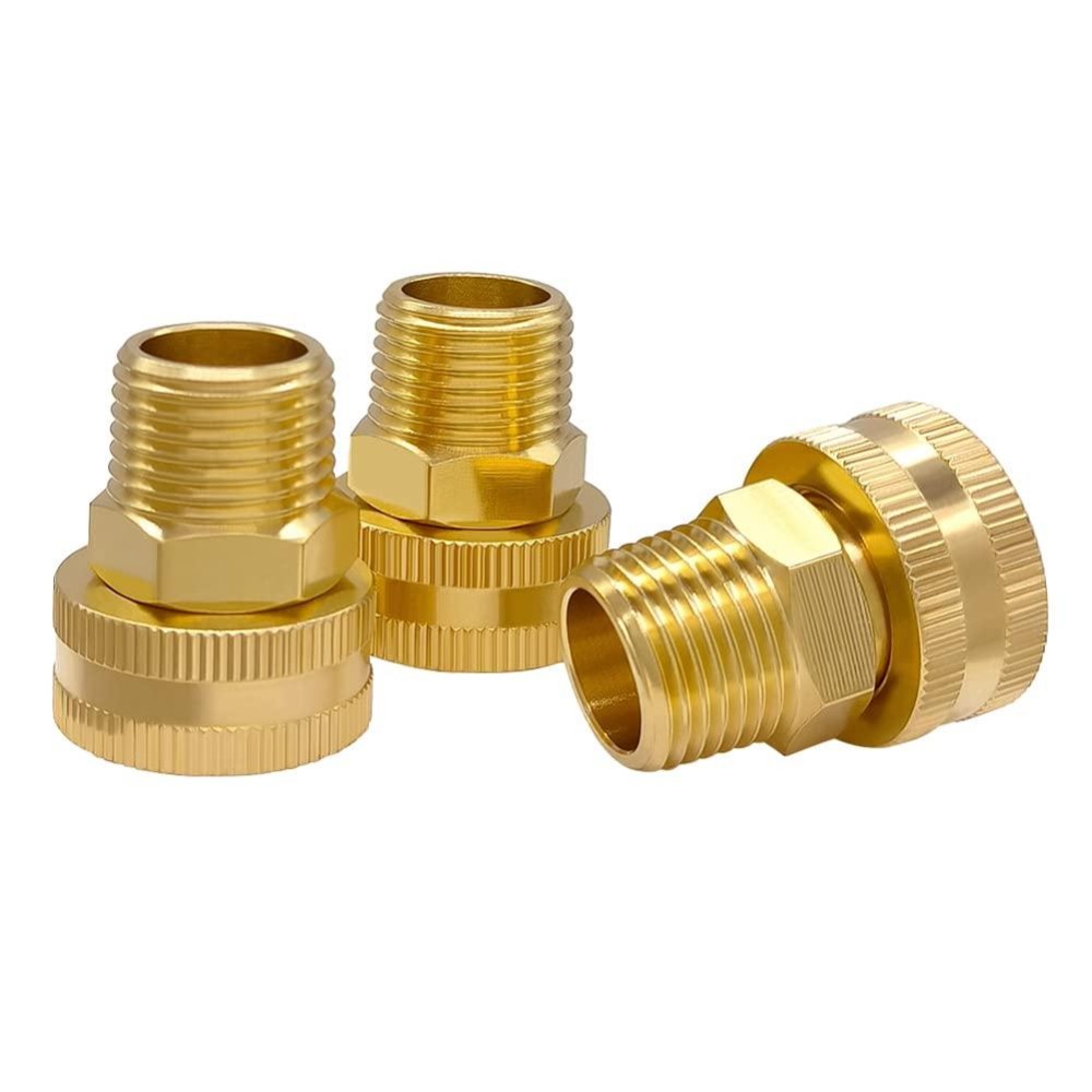 Hooshing 3Pcs Brass Garden Hose Swivel Adapter 34 Ght Female To 12 Npt Male Garden Hose To Pipe Fittings Connect Garden Pi