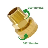 Hooshing 3Pcs Brass Garden Hose Swivel Adapter 3/4