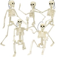 Camirus 5Pack Halloween Skeleton Decorations 16 Full Body Mini Skeleton Posable Joints Poseable Skeleton For Yard Garden Lawn