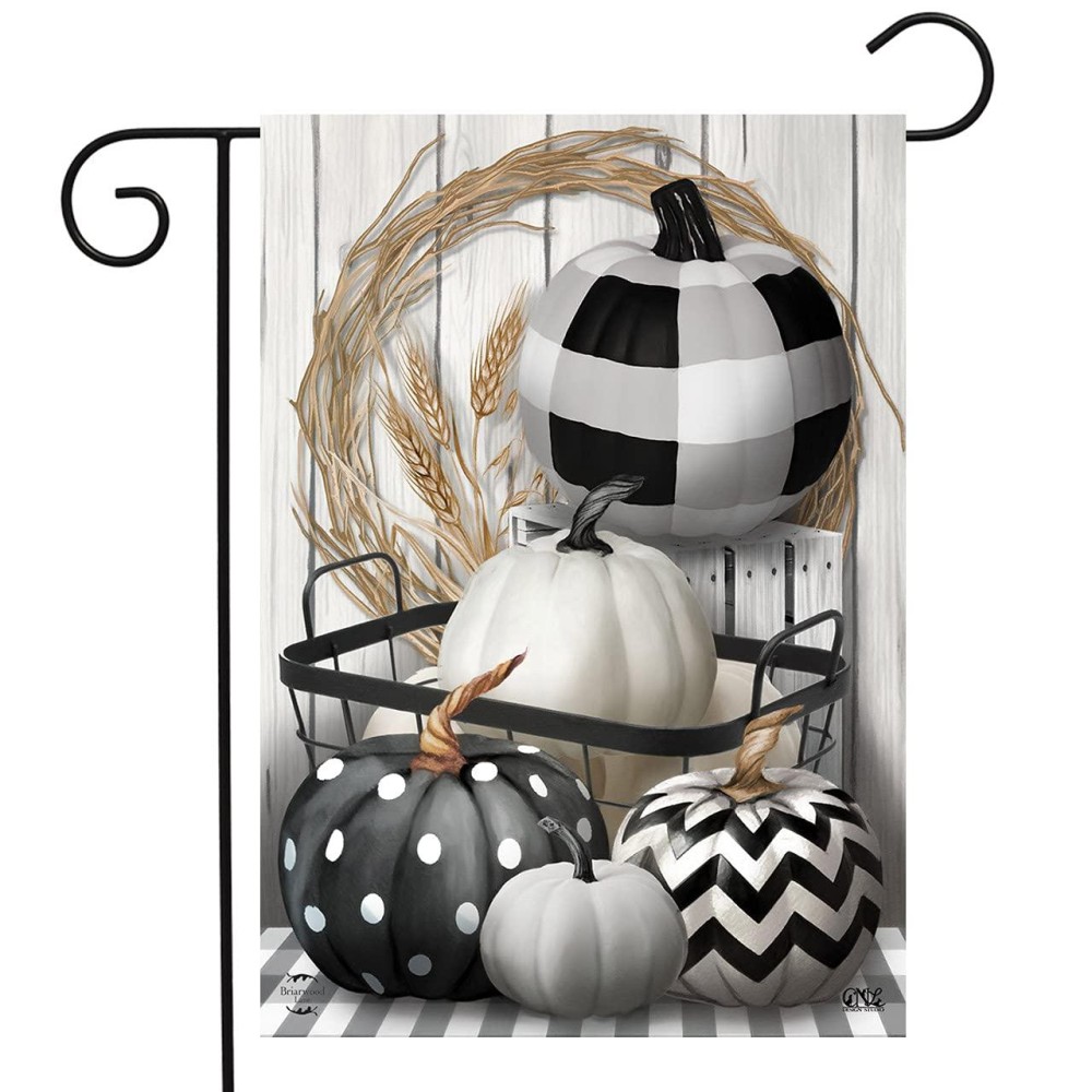 Black White Pumpkins Fall Garden Flag Primitive 125 X 18 Briarwood Lane