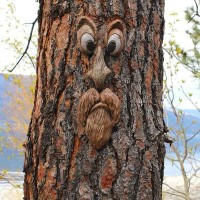 Eiiorpo Tree Faces Decor Outdoor Tree Face Outdoor Statues Old Man Tree Hugger Bark Ghost Decoration Funny Yard Art Garden Decor