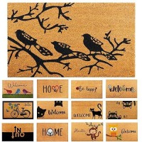 Black Birds 29X17 Coir Doormats For Outdoor Entrance Outdoor Welcome Mat For Entryway Porch Antislip Pvc Coconut