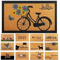 Bicycle 29X17 Coir Doormats For Outdoor Entrance Outdoor Welcome Mat For Entryway Porch Antislip Pvc Coconut Fibe