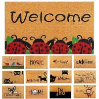 Ladybugs 29X17 Coir Doormats For Outdoor Entrance Outdoor Welcome Mat For Entryway Porch Antislip Pvc Coconut Fib