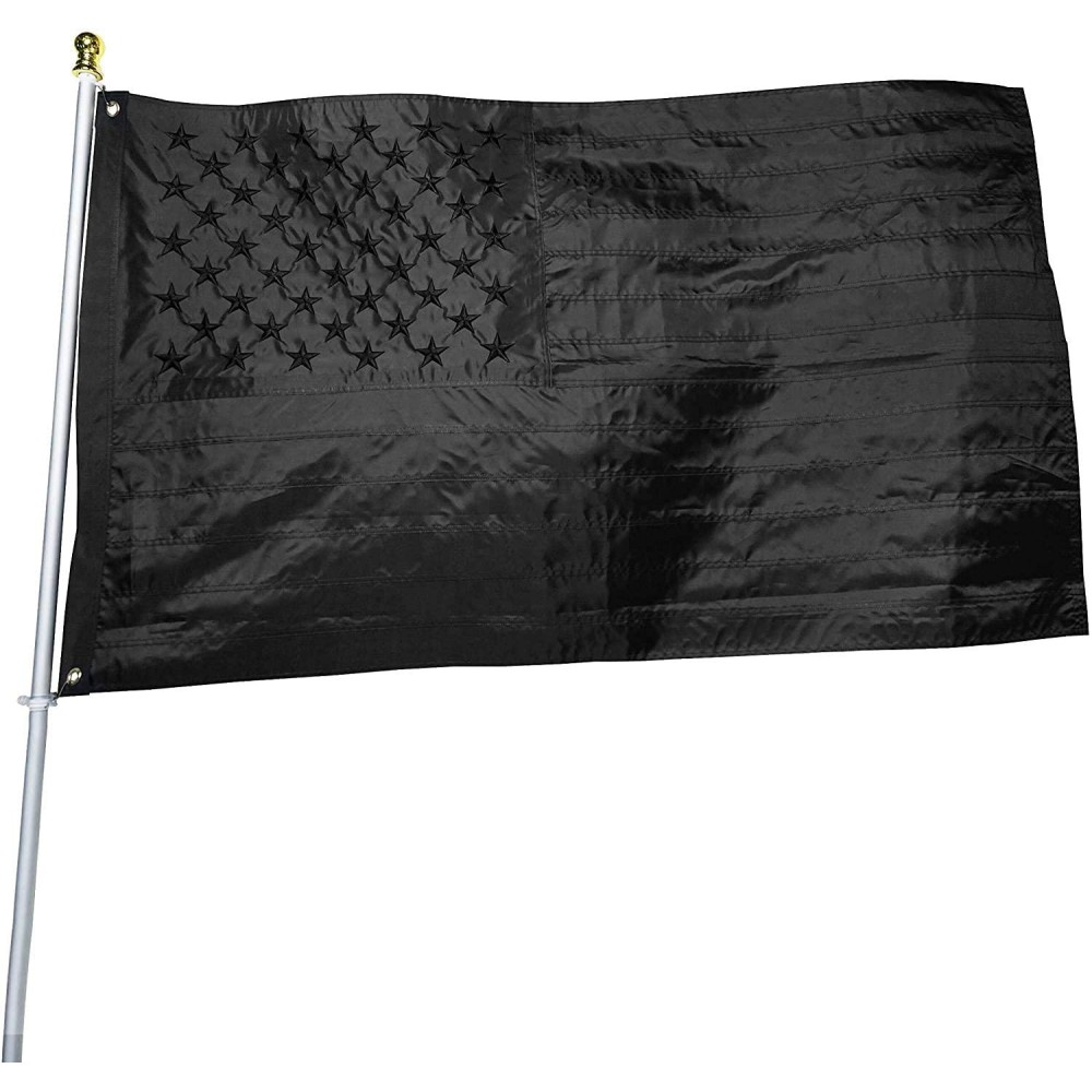 Black American Flag 5X8 Ft Heavy Duty Us Flag Made From Nylon Embroidered Stars Sewn Stripes Uv Protection Perfect For Ou