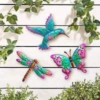 Waiu Hummingbird Butterfly Dragonfly Metal Wall Art Decor Wall Sculpture Decoration Hanging For Home Living Room Bedroom Garden